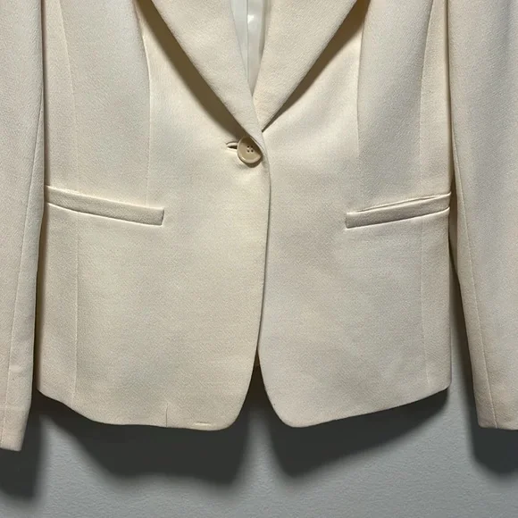 LAFAYETTE 148 NEW YORK (NWT) 100% Virgin Wool Cream Tailored Blazer, Size 0 - Picture 5 of 11